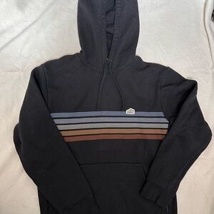 Patagonia Black and Blue Hoodie with Striped Design